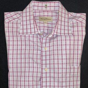 Tommy Bahama 16.5 36/37 Fitted Dress Shirt Mens Pink Shirt Long Sleeve